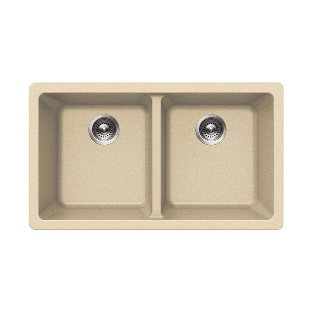 Hamat - SiOStone 31'' Granite Undermount 50/50 Double Bowl Kitchen Sink, Sand - Sand