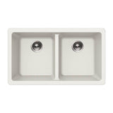 Hamat - SiOStone 31'' Granite Undermount 50/50 Double Bowl Kitchen Sink, White - White