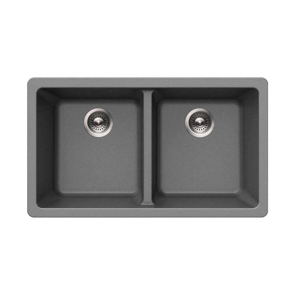 Hamat - SiOStone 31'' Granite Undermount 50/50 Double Bowl Kitchen Sink, Slate - Slate
