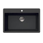 Hamat - SiOStone 33'' Granite Topmount Large Single Bowl Kitchen Sink, Black - Black
