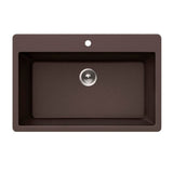 Hamat - SiOStone 33'' Granite Topmount Large Single Bowl Kitchen Sink, Mocha - Mocha