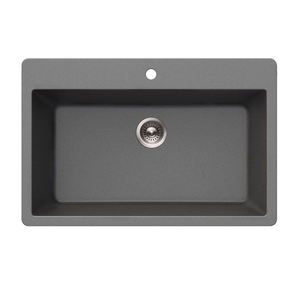 Hamat - SiOStone 33'' Granite Topmount Large Single Bowl Kitchen Sink, Slate - Slate