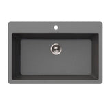 Hamat - SiOStone 33'' Granite Topmount Large Single Bowl Kitchen Sink, Slate - Slate