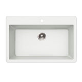Hamat - SiOStone 33'' Granite Topmount Large Single Bowl Kitchen Sink, White - White