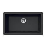 Hamat - SiOStone 33'' Granite Undermount Large Single Bowl Kitchen Sink, Black - Black