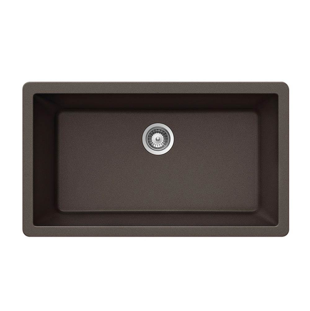 Hamat - SiOStone 33'' Granite Undermount Large Single Bowl Kitchen Sink, Mocha - Mocha