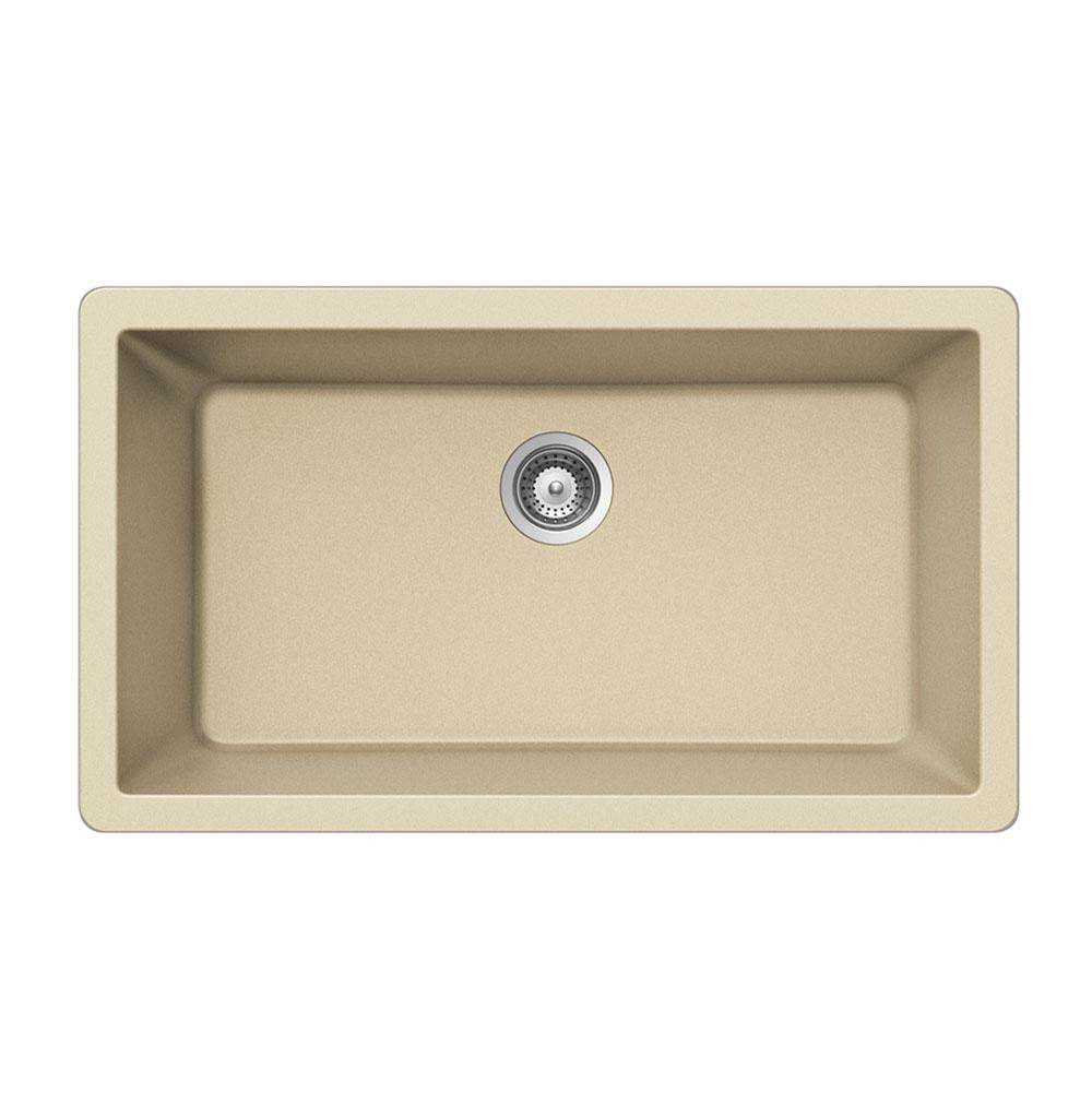 Hamat - SiOStone 33'' Granite Undermount Large Single Bowl Kitchen Sink, Sand - Sand