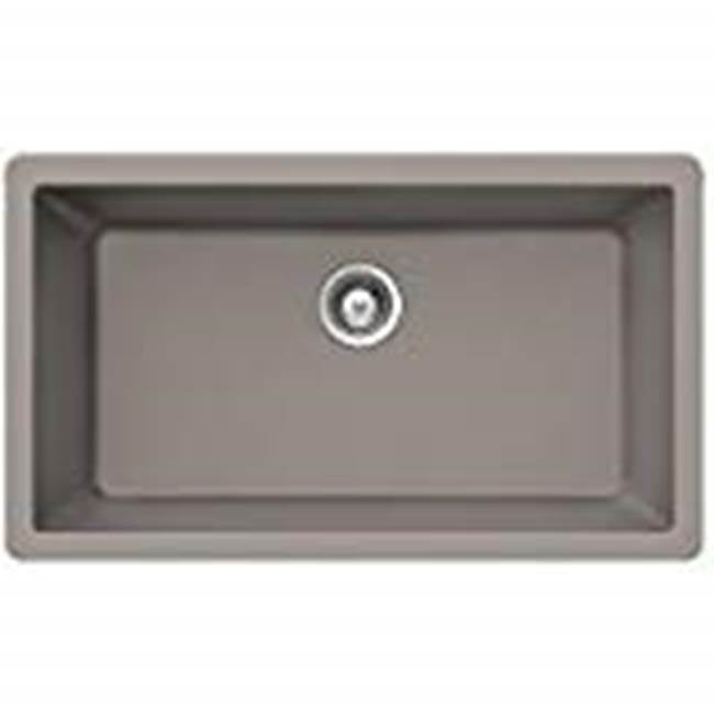 Hamat - SiOStone 33'' Granite Undermount 50/50 Double Bowl Kitchen Sink, Taupe - Taupe
