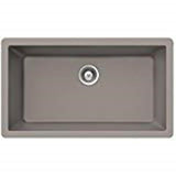 Hamat - SiOStone 33'' Granite Undermount 50/50 Double Bowl Kitchen Sink, Taupe - Taupe