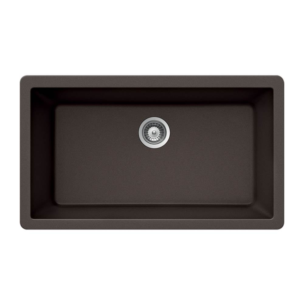 Hamat - SiOStone 33'' Granite Undermount Large Single Bowl Kitchen Sink, Mocha - Mocha