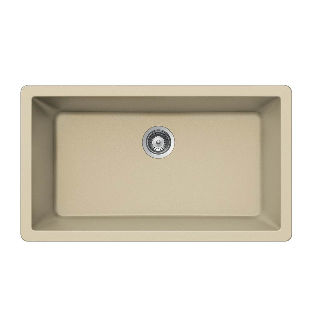 Hamat - SiOStone 33'' Granite Undermount Large Single Bowl Kitchen Sink, Sand - Sand