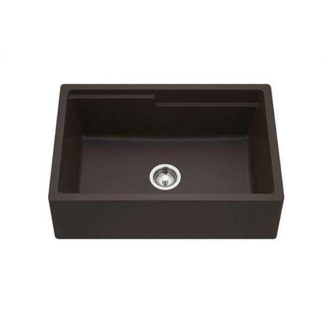 Hamat - SiOStone 30'' Granite Apron-Front Workstation Kitchen Sink, Black - Black