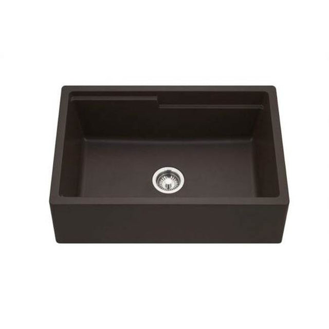 Hamat - SiOStone 30'' Granite Apron-Front Workstation Kitchen Sink, Black - Black