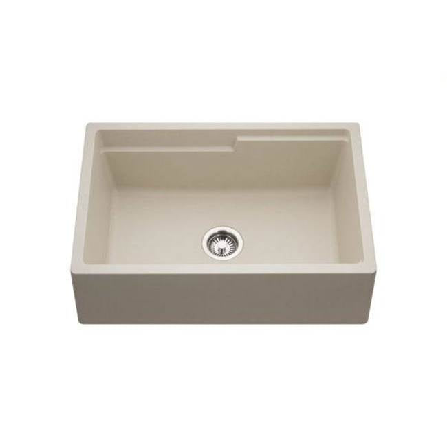 Hamat - SSiOStone 30'' Granite Apron-Front Workstation Kitchen Sink, Mocha - Mocha