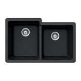 Hamat - SiOStone 33'' Granite Undermount 60/40 Double Bowl Kitchen Sink, Black - Black