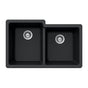 Hamat - SiOStone 33'' Granite Undermount 60/40 Double Bowl Kitchen Sink, Black - Black