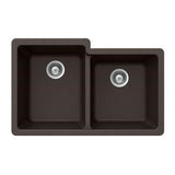 Hamat - SiOStone 33'' Granite Undermount 60/40 Double Bowl Kitchen Sink, Mocha - Mocha