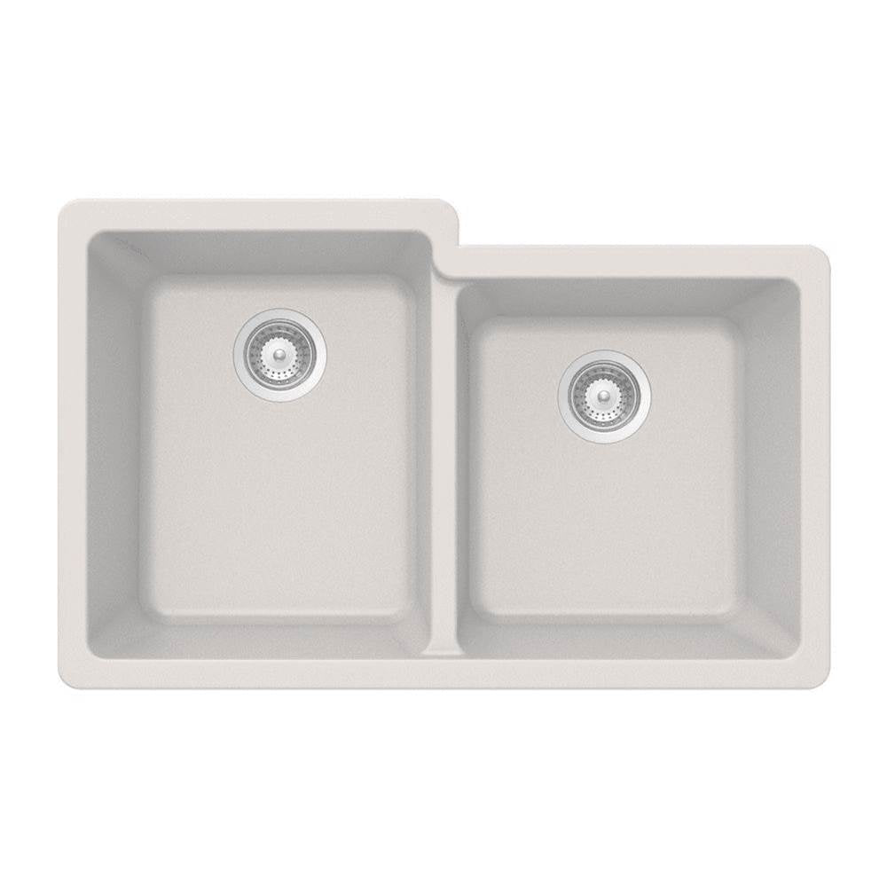 Hamat - SiOStone 33'' Granite Undermount 60/40 Double Bowl Kitchen Sink, Sand - Sand