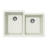 Hamat - SiOStone 33'' Granite Undermount 60/40 Double Bowl Kitchen Sink, White - White