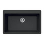 Hamat - SiOStone 33'' Granite Topmount Large Single Bowl Kitchen Sink, Black - Black