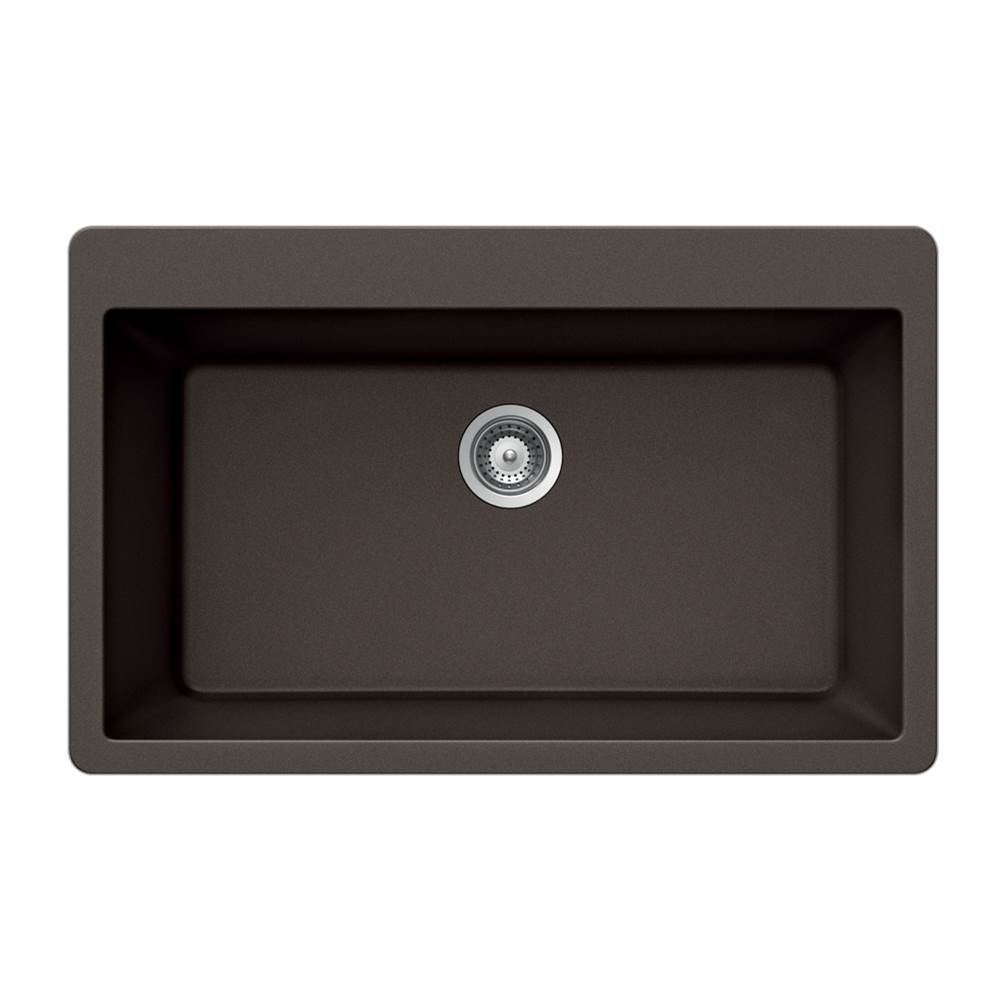Hamat - SiOStone 33'' Granite Topmount Large Single Bowl Kitchen Sink, Mocha - Mocha