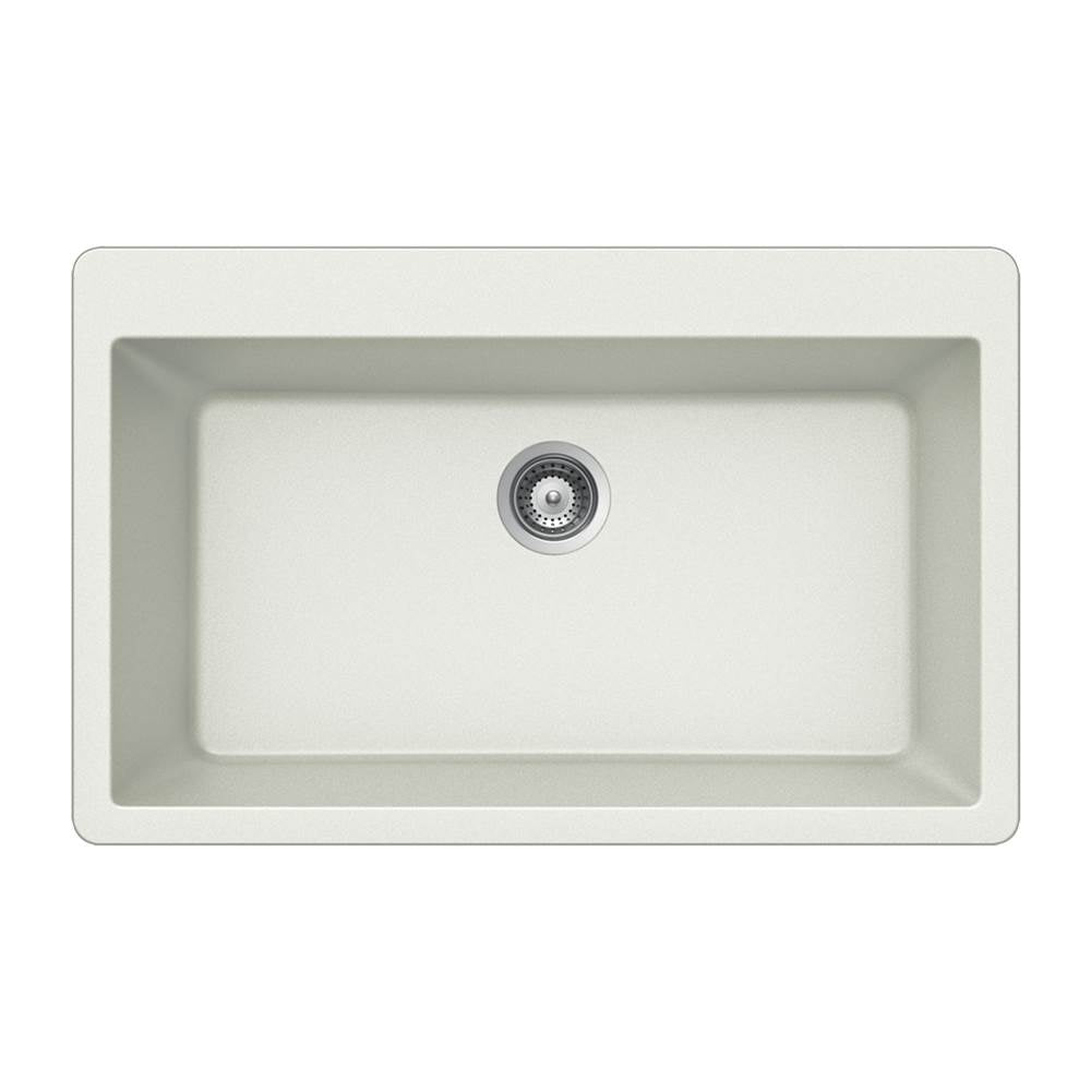 Hamat - SiOStone 33'' Granite Topmount Large Single Bowl Kitchen Sink, White - White