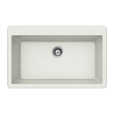 Hamat - SiOStone 33'' Granite Topmount Large Single Bowl Kitchen Sink, White - White