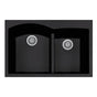 Hamat - SiOStone 33'' Topmount Double Bowl Granite Kitchen Sink, Black - Black