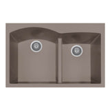 Hamat - SiOStone 33'' Topmount Double Bowl Granite Kitchen Sink, Taupe - Taupe