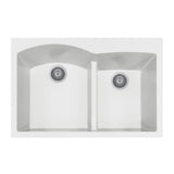 Hamat - SiOStone 33'' Topmount Double Bowl Granite Kitchen Sink, White - White