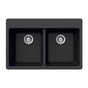 Hamat - SiOStone 33'' Granite Topmount 50/50 Double Bowl Kitchen Sink, Black - Black