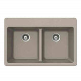 Hamat - SiOStone 33'' Topmount 50/50 Double Bowl Kitchen Sink, Taupe - Taupe