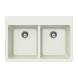 Hamat - SiOStone 33'' Topmount 50/50 Double Bowl Kitchen Sink, White - White