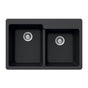 Hamat - SiOStone 33'' Granite Topmount 60/40 Double Bowl Kitchen Sink, Black - Sand