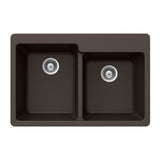 Hamat - SiOStone 33'' Granite Topmount 60/40 Double Bowl Kitchen Sink, Mocha - Mocha