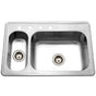 Hamat - Tureen 33'' Topmount Stainless Steel 4-hole 70/30 Double Bowl Kitchen Sink, Bulk Pack - Stainless Steel