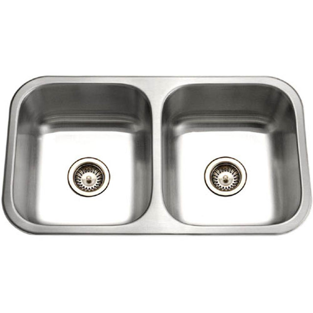 Hamat - Vitality 32'' Undermount Stainless Steel 50/50 Double Bowl Kitchen Sink, Bulk Pack - Stainless Steel