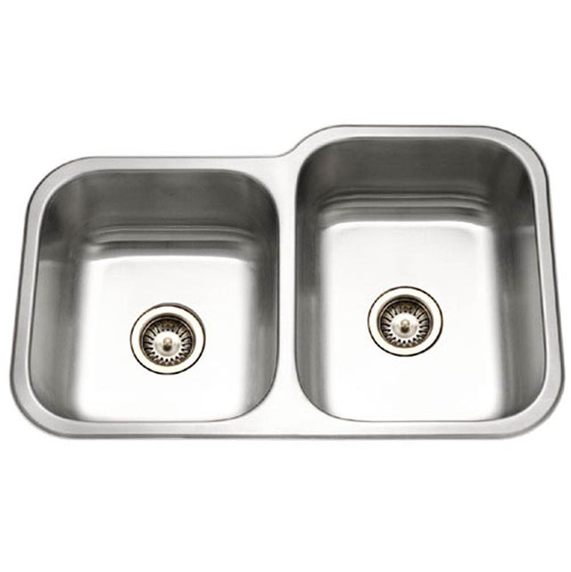 Hamat - Vitality 32'' Undermount Stainless Steel 40/60 Double Bowl Kitchen Sink, Small bowl left - Stainless Steel