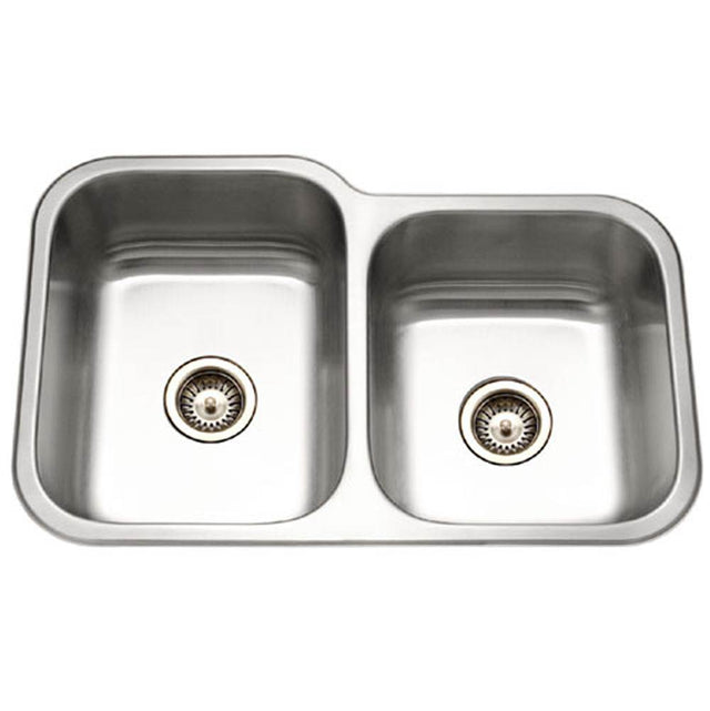 Hamat - Vitality 32'' Undermount Stainless Steel 60/40 Double Bowl Kitchen Sink, Small bowl Right - Stainless Steel