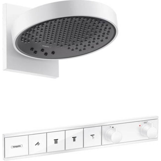 Hansgrohe - Rainfinity Showerhead 250 3-Jet, 2.5 GPM with RainSelect Thermostatic Trim for 4 Functions in Matte White - Matte White