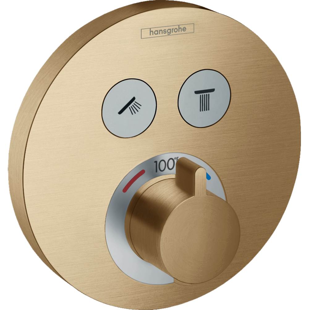 Hansgrohe - ShowerSelect S Thermostatic Trim for 2 Functions, Round in Brushed Bronze - Brushed Bronze
