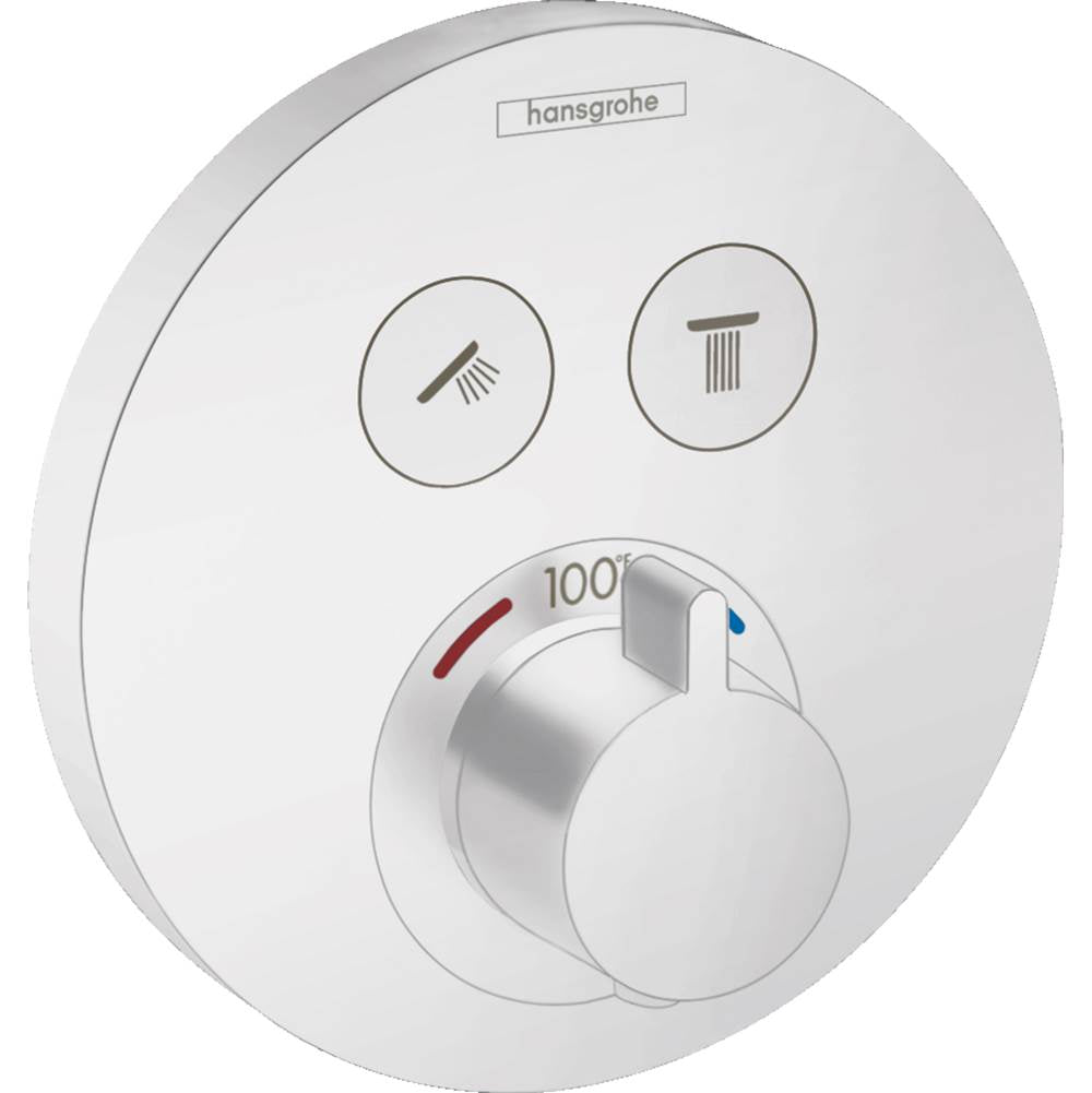 Hansgrohe - ShowerSelect S Thermostatic Trim for 2 Functions, Round in Matte White - Matte White