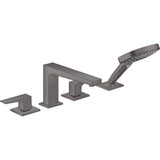 Hansgrohe - Metropol 4-Hole Roman Tub Set Trim with Lever Handles and 1.75 GPM Handshower in Brushed Black Chrome - Brushed Black Chrome