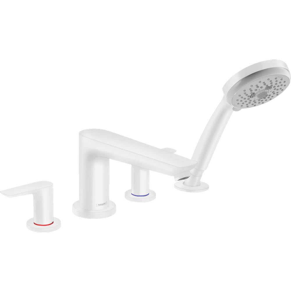 Hansgrohe - Talis E 4-Hole Roman Tub Set Trim with 1.8 GPM Handshower in Matte White - Matte White