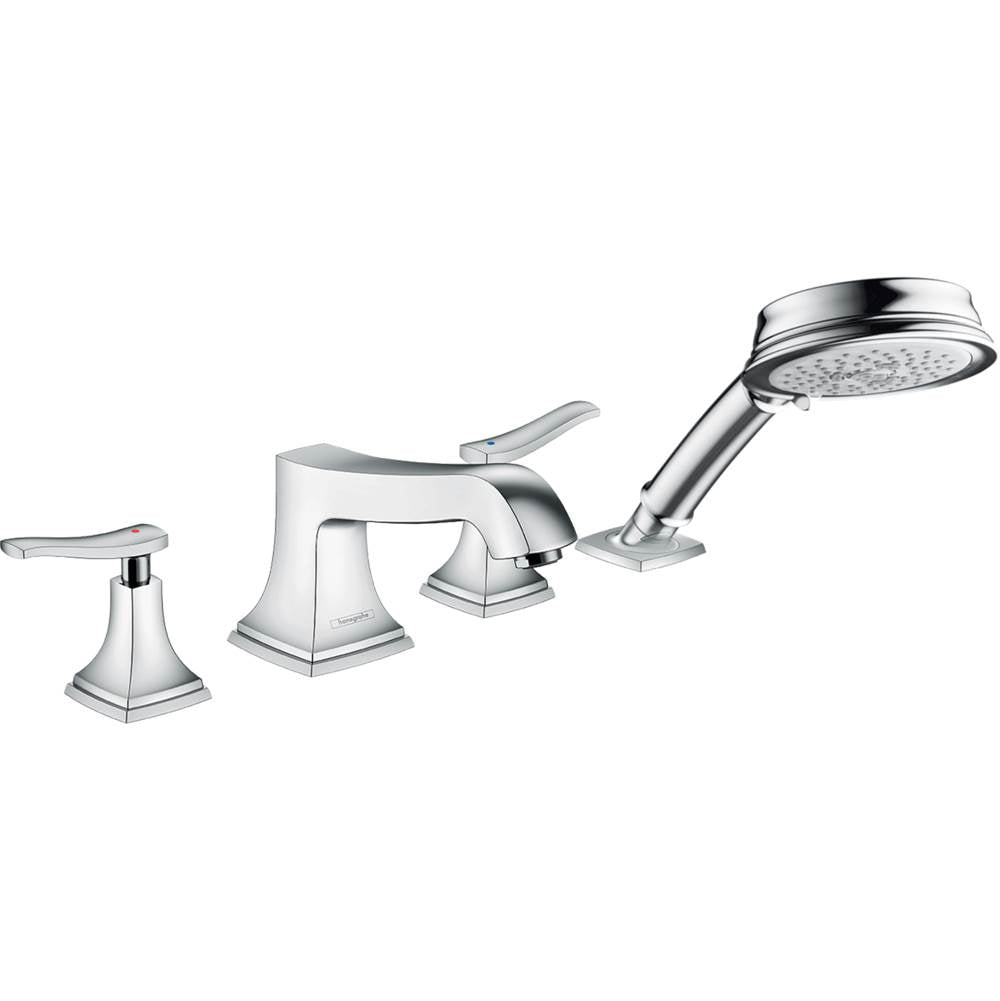 Hansgrohe - Metropol Classic 4-Hole Roman Tub Set Trim with Lever Handles and 1.8 GPM Handshower in Chrome - Chrome