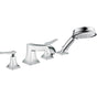 Hansgrohe - Metropol Classic 4-Hole Roman Tub Set Trim with Lever Handles and 1.8 GPM Handshower in Chrome - Chrome