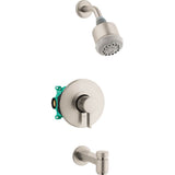 Hansgrohe - Clubmaster Pressure Balance Tub/Shower Set with Rough, 2.5 GPM  in Brushed Nickel - Brushed Nickel