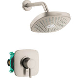 Hansgrohe - Croma Select E Pressure Balance Shower Set with Rough, 2.0 GPM  in Brushed Nickel - Brushed Nickel