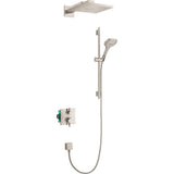 Hansgrohe - Raindance E Thermostatic Showerhead/Wallbar Set with Rough, 2.0 GPM in Brushed Nickel - Brushed Nickel