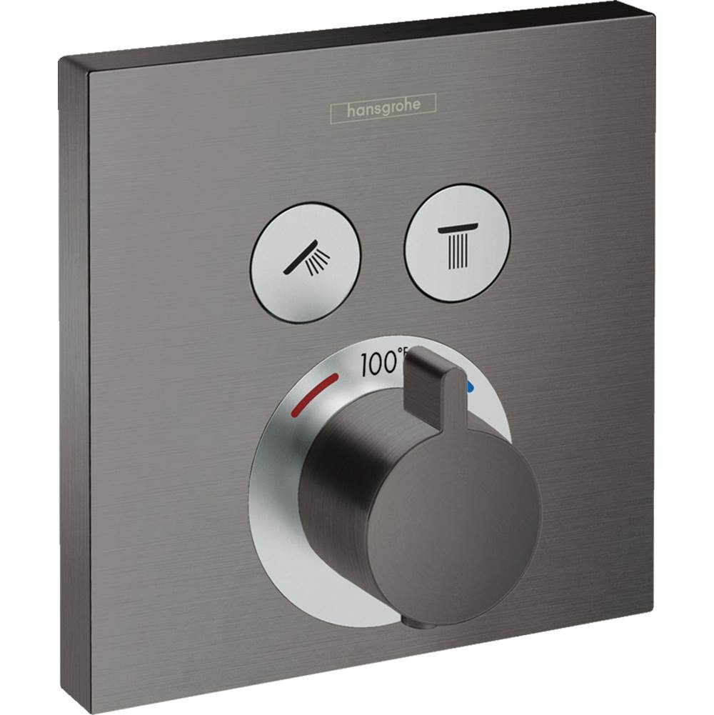 Hansgrohe - ShowerSelect Thermostatic Trim for 2 Functions, Square in Brushed Black Chrome - Brushed Black Chrome